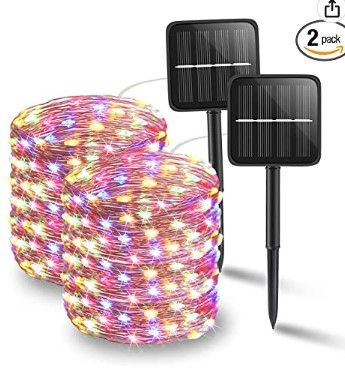 Photo 1 of Outdoor Solar Powered String Lights Multicolor, 50 LED 17Ft - 2 Pack