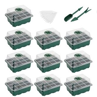 Photo 1 of Ahomdoo 10 Pack Seed Starter Tray, Humidity Adjustable Plant Germination Trays