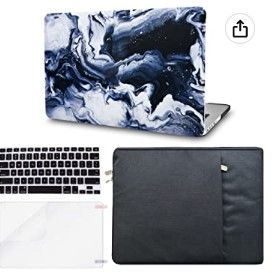 Photo 1 of KECC Compatible with MacBook Air 13 inch Case 2022 2021 2020 A2337 M1 A2179 Retina Display + Touch ID Plastic Hard Shell + Keyboard Cover + Sleeve + Screen Protector (Black Grey Marble)