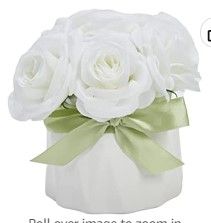 Photo 1 of  Hydrangea Artificial Flowers White with Green Ribbon 