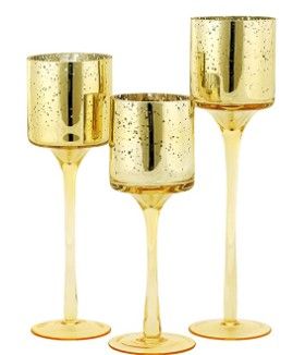 Photo 1 of 3pcs Glass Gold Candleholders Tea Light Candle Holders