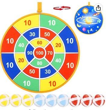 Photo 1 of Double Sided Dart Board for Kids with 9 Sticky Balls