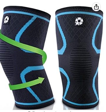 Photo 1 of 5 Stars United Knee Compression Sleeve Braces Grey/Blue Large (1Pair) 