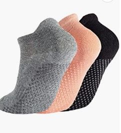 Photo 1 of Grip Socks for Women Pilates Non Slip Socks 3 Pairs Black, Grey and Pink (Size Not Given) 