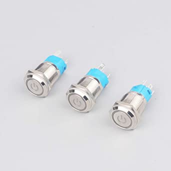 Photo 1 of 16mm Ring led momentary Mini 12V Power Symbol Metal Push Button Switch Flat Head on Off pushbutton Switch
