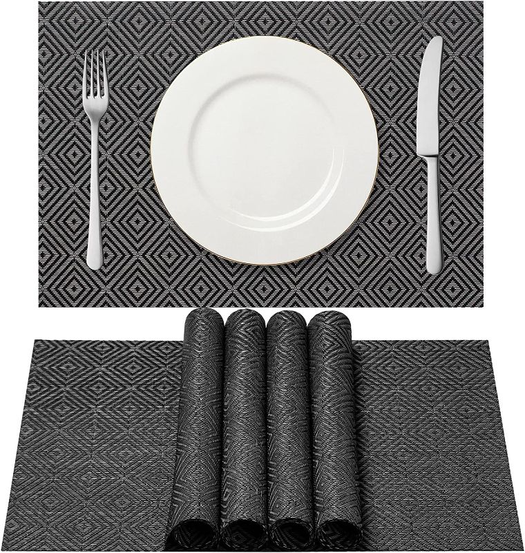 Photo 1 of AHHFSMEI Placemats?Placemats Set of 6, (Black Rhombus?
