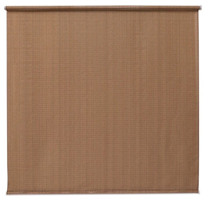 Photo 1 of     Brown Cordless Light Filtering Fade Resistant Fabric Exterior Roller Shade 72 in. W x 72 in. L