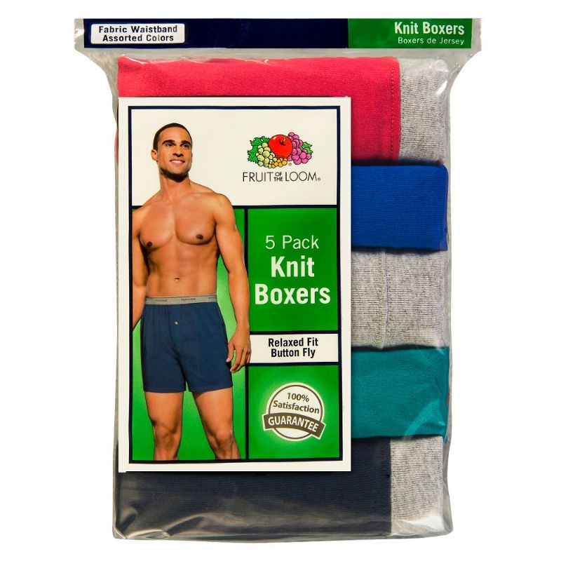 Photo 1 of Fruit of the Loom Men's Assorted Knit Boxers (5 Pack) - Assorted
