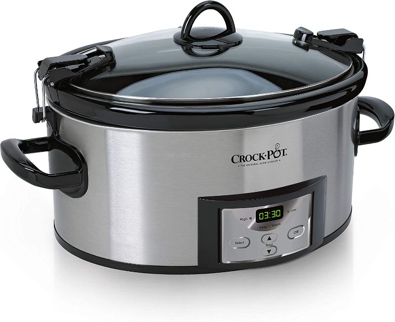 Photo 1 of (DAMAGE)Crock Pot 6 Quart Programmable Stainless SCCPVL610 S
**TOP HANDLE BROKEN**