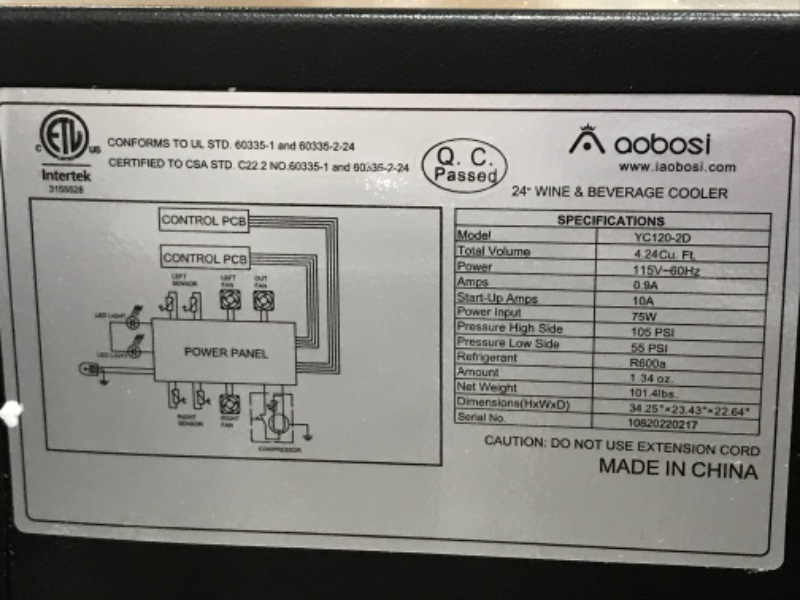 Photo 4 of AAOBOSI 24 Inch Beverage and Wine Refrigerator Dual Zone Wine Cooler with Memory Temperature Control,LED Light,Energy Saving,2 Safety Locks,Hold 18 Bottles and 57 Cans, Built-In or Freestanding
