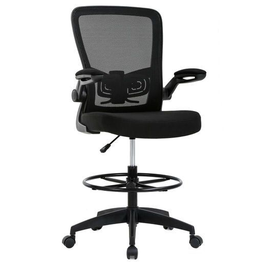 Photo 1 of Drafting Chair Tall Office Chair Adjustable Height with Lumbar Support Flip up Arms Footrest Mid Back Task Mesh Desk Chair Computer Chair Drafting Sto
