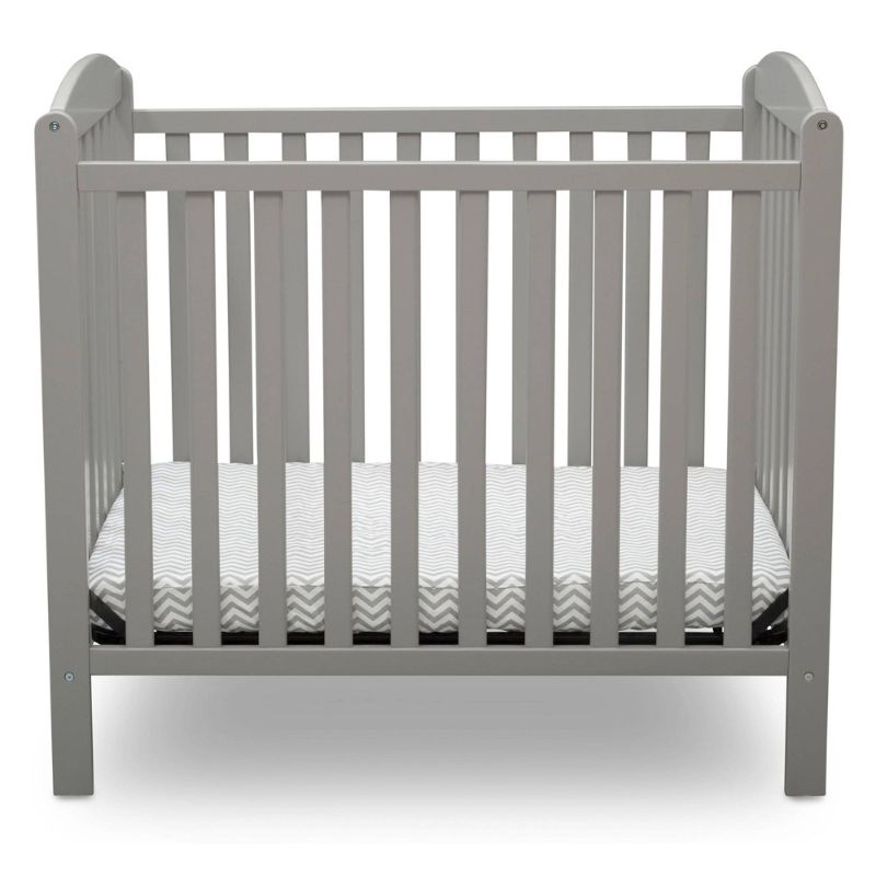 Photo 1 of Delta Children Contemporary Wood Sprout Mini Crib with Mattress in Gray
