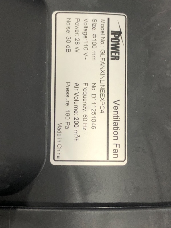 Photo 3 of iPower GLFANXINLINEEXPC4 4 Inch 130 CFM Inline Duct Fan with Variable Speed Controller Ventilation, Quiet HVAC Exhaust Blower, 4" Fan & Speed, Black
