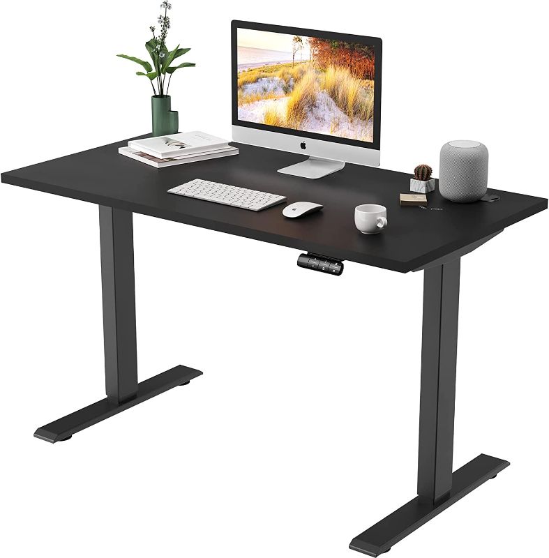 Photo 1 of Sunon Height Adjustable 48 x 24 Inches Electric Lift Standing Desk Computer Table with Dual Motors and Memory Preset Controller, Black/Black Frame
