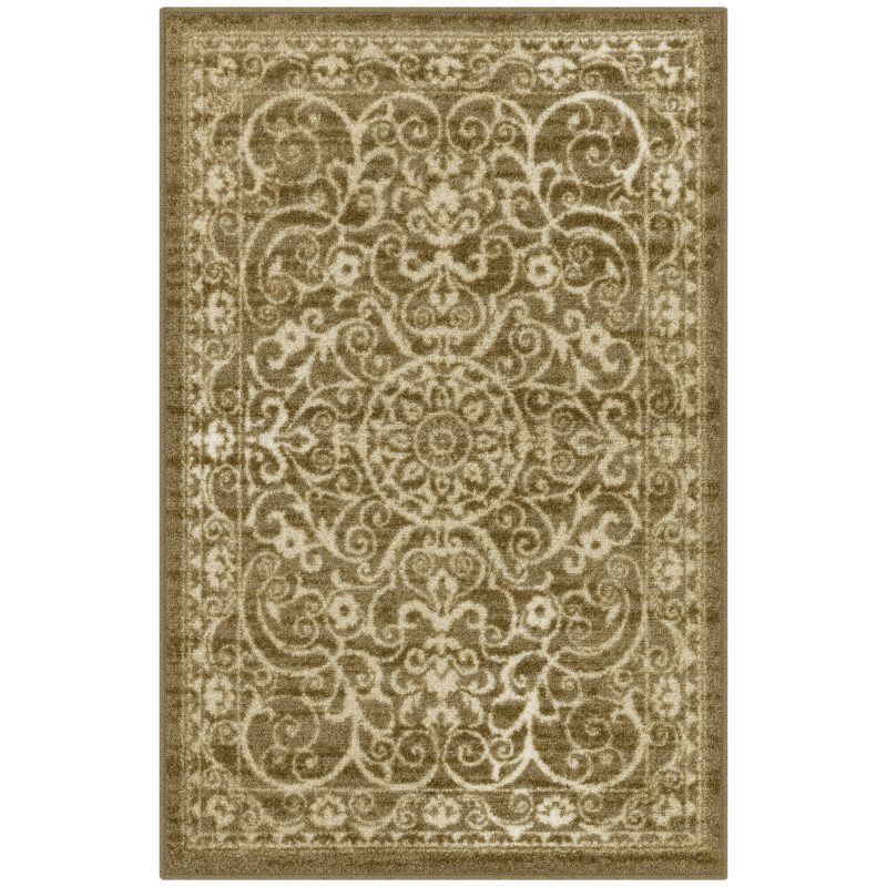 Photo 1 of 2 1'8x2'10 Scroll Tufted Accent Rug Khaki - Maples
