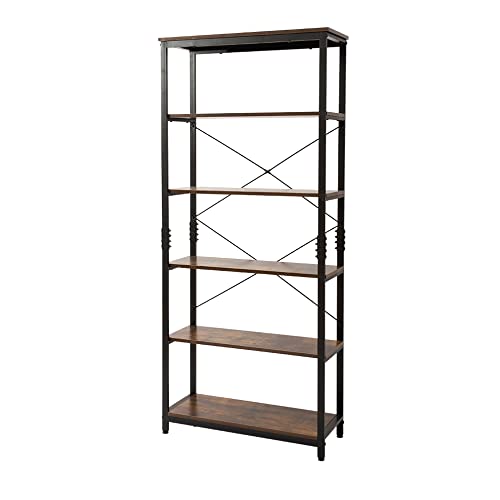 Photo 1 of AZL1 Life Concept 5-Tier Bookcase, Tall Bookshelf Industrial Style Bookshelves Standing Shelf Units,Rustic Brown
