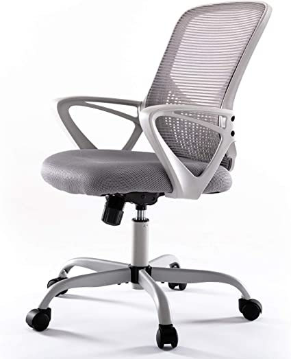 Photo 1 of Office Desk Chair, Mid Back Lumbar Support Computer Mesh Task Chair, Grey
