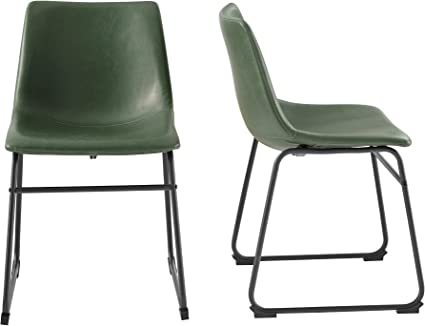 Photo 1 of ***MISSING COMPONENTS*** Walker Edison Douglas Urban Industrial 2-Piece Faux Leather Dining Chairs, Set of 2, Green

