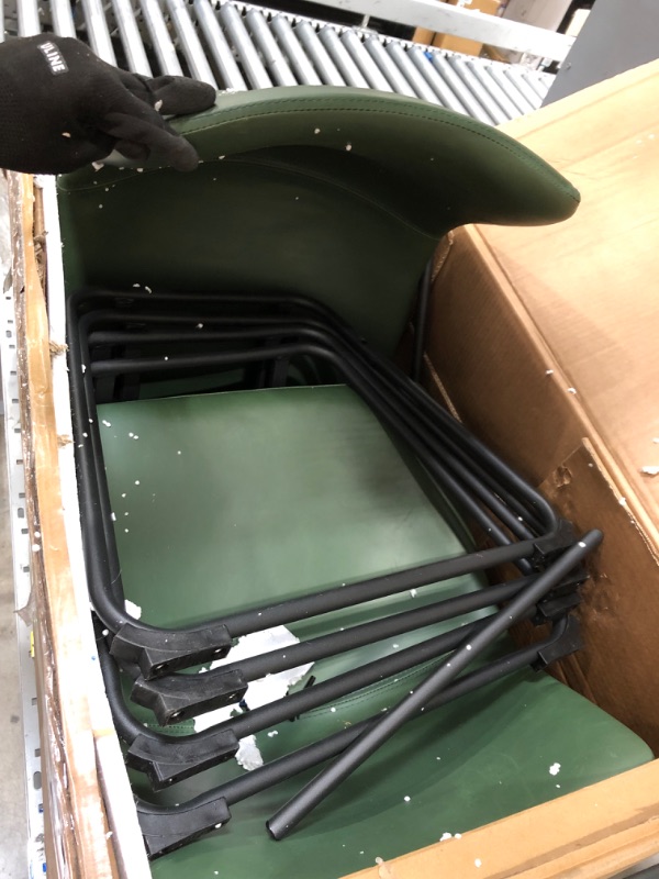 Photo 1 of ***MISSING COMPONENTS*** Walker Edison Douglas Urban Industrial 2-Piece Faux Leather Dining Chairs, Set of 2, Green
