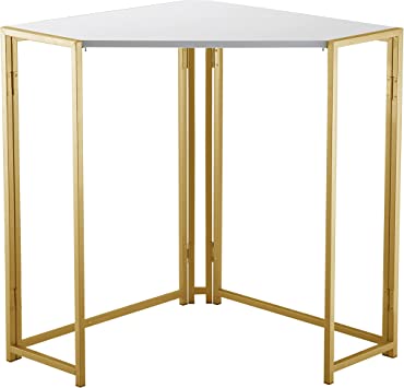 Photo 1 of Urban Shop Foldable Corner Desk, White/Gold - 24.4"D x 24.4"W x 29.9"H

