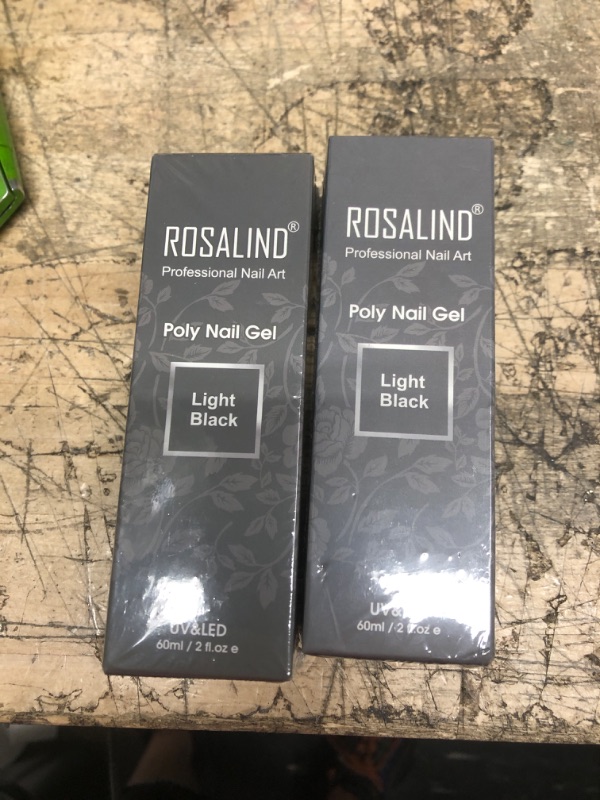 Photo 2 of 2 PACK ROSALIND Light Black Poly Extension Gel, 60ml Gray Black Poly Nail Gel for Nail Art Decoration, Clear Black Poly Nail Gel Thickening Extension Easy to DIY Use at Home Need UV Lamp (Update Version)