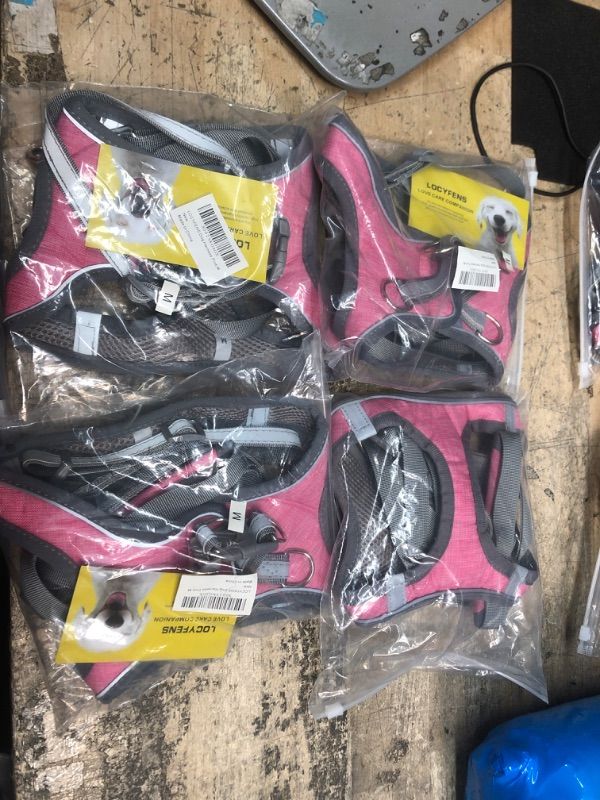 Photo 2 of 4 PACK Small Dog Harness, Puppy Harness, Soft Dog Harness and Leash Set with a Reflective Collar for Small Dogs,Comfortable and Reflective Dog Vest Harness, Pink Medium