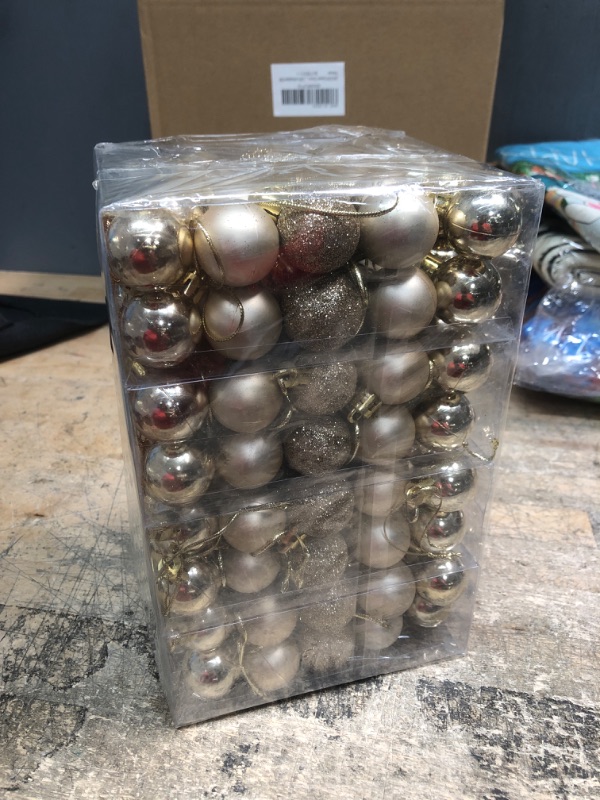 Photo 2 of 160 Pcs Christmas Balls Ornaments for Xmas Tree - Shatterproof Christmas Tree Decorations Small Hanging Ball 1.18" X 160 Pack (Champaign)