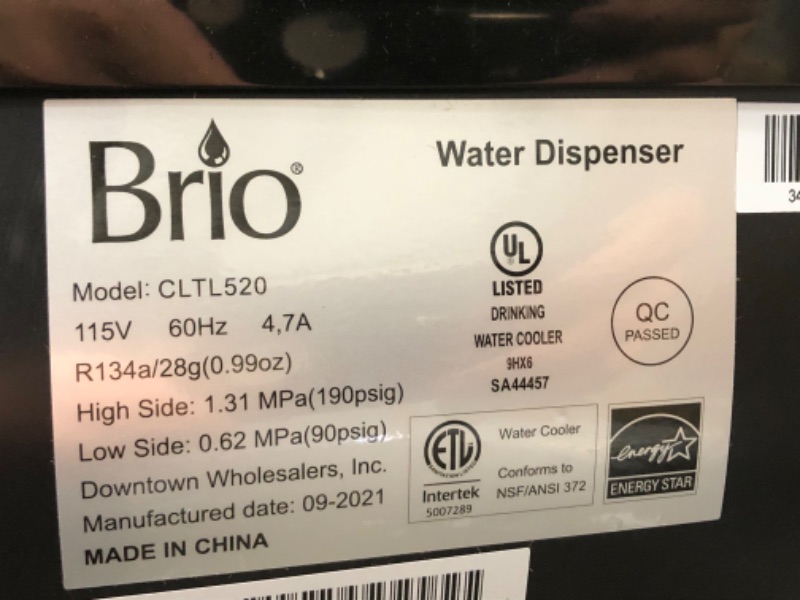 Photo 2 of (DAMAGED)Brio Limited Edition Top Loading Water Cooler Dispenser - Hot & Cold Water, Child Safety Lock, Holds 3 or 5 Gallon Bottles - UL/Energy Star Approved
**CRACKS, BOTTOM DOOR CAME OFF**
