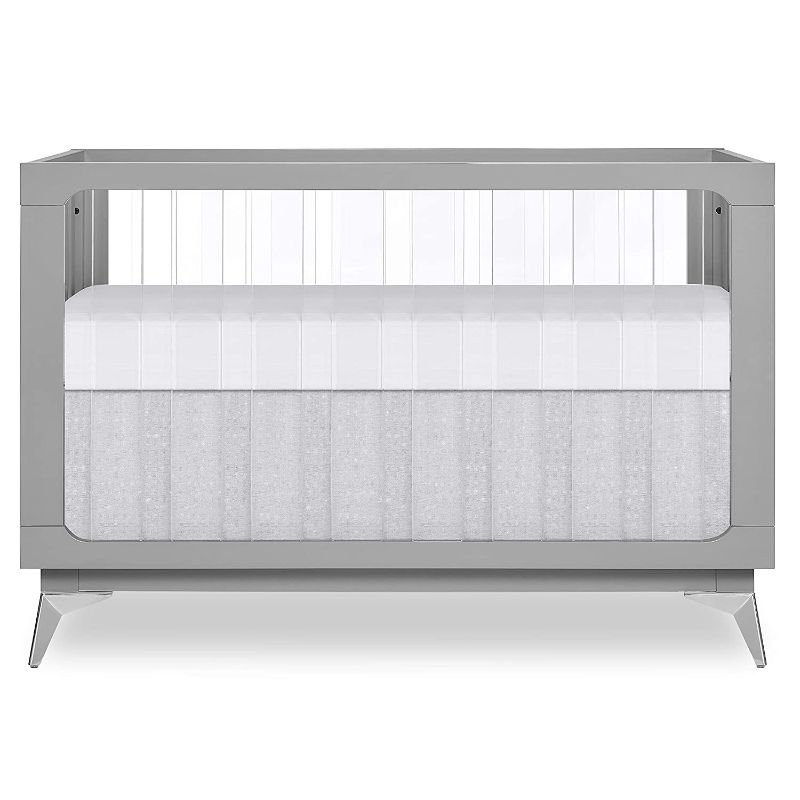 Photo 1 of ***PARTS ONLY*** Evolur Acrylic Millennium 4-in-1 Convertible Crib I Modern Full Size Crib I Baby Crib I Easily Coverts to Toddler Bed & Dayday I  Adjustable Mattress Support Base I Acrylic Slats I in Pebble Grey
