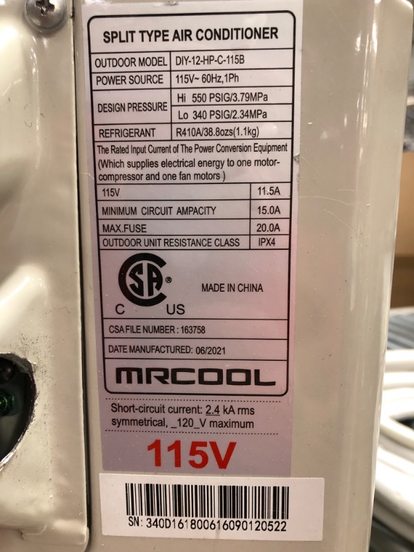 Photo 6 of *INCOMPLETE BOX 1 OF 2* MRCOOL DIY 3rd Gen 12,000 BTU 22 SEER Energy Star Ductless Mini-Split AC and Heat Pump with 25 ft. Install Kit 115V