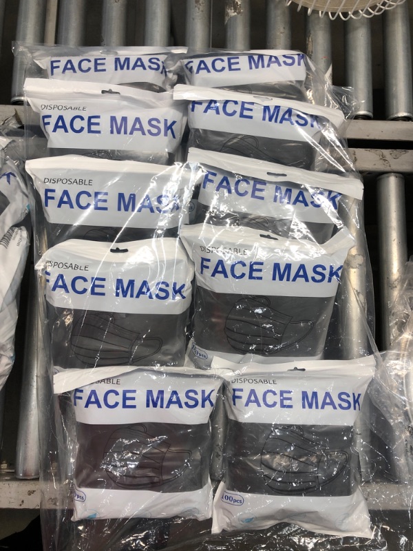 Photo 2 of 10 PACKS: 1000 pcs Disposable Face Masks, Black Face Mask, 3 Ply Disposable Mask
