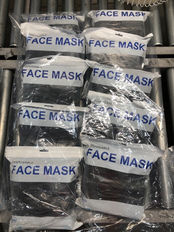 Photo 2 of 10 PACK: 1000 pcs Disposable Face Masks, Black Face Mask, 3 Ply Disposable Mask
