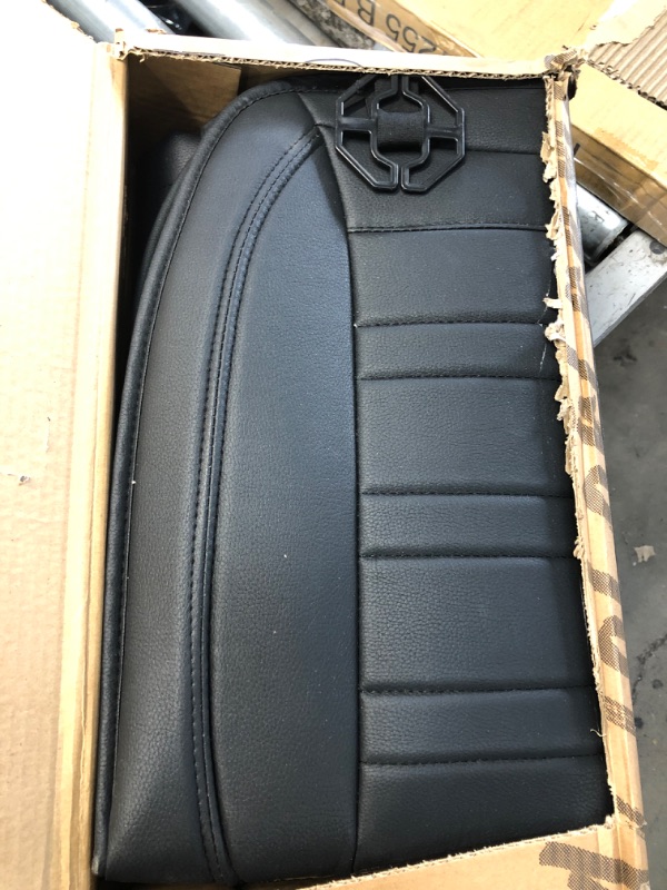 Photo 1 of Motor Trend Black Faux Leather 2-Pack Car Seat Cover for Front Seats, Padded Car Seat Protectors with Storage Pockets, Premium Interior Covers, Front Seat Covers for Cars Truck SUV Auto
