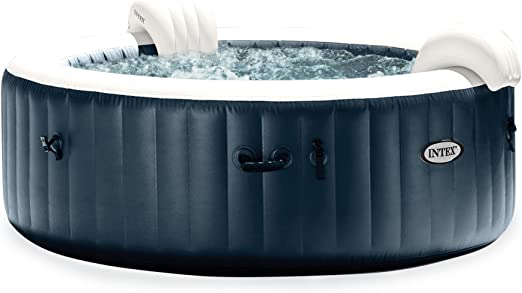 Photo 1 of ***INCOMPLETE*** Intex 28431EP PureSpa Plus 85 Inch Diameter 6 Person Portable Inflatable Hot Tub Spa with 170 Bubble Jets and Built in Heater Pump, Blue
