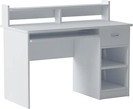 Photo 1 of OneSpace Essential Computer Desk, Hutch with Pull-Out Keyboard, White
