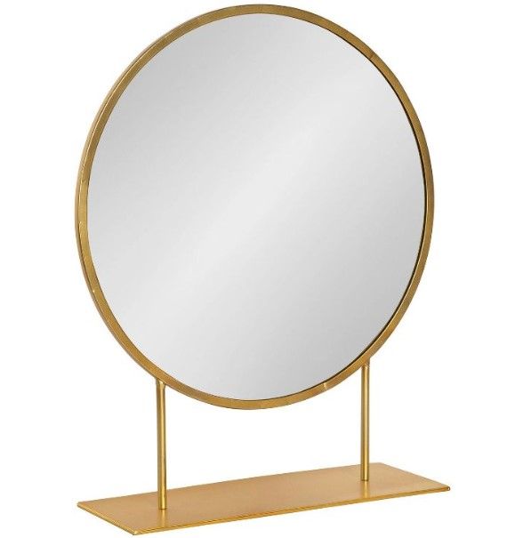 Photo 1 of 18" x 22" Rouen Round Wall Mirror Gold - Kate & Laurel All Things Decor

