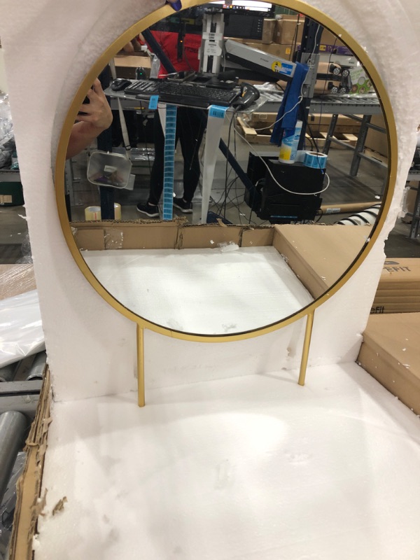 Photo 2 of 18" x 22" Rouen Round Wall Mirror Gold - Kate & Laurel All Things Decor

