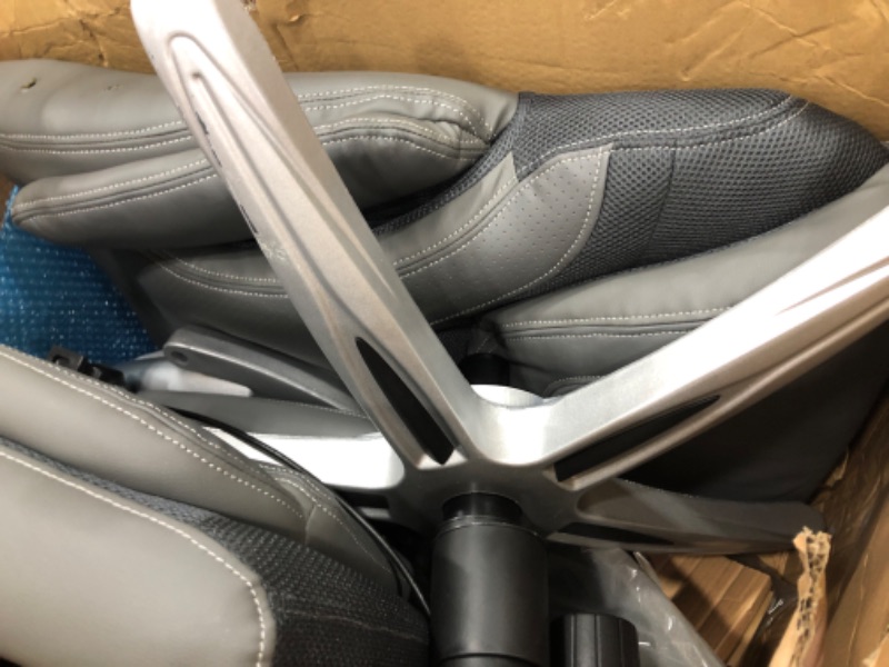 Photo 3 of ***PARTS ONLY*** Serta AIR Health and Wellness Executive Office Chair High Back Ergonomic for Lumbar Support Task Swivel, Bonded Leather, Light Gray
