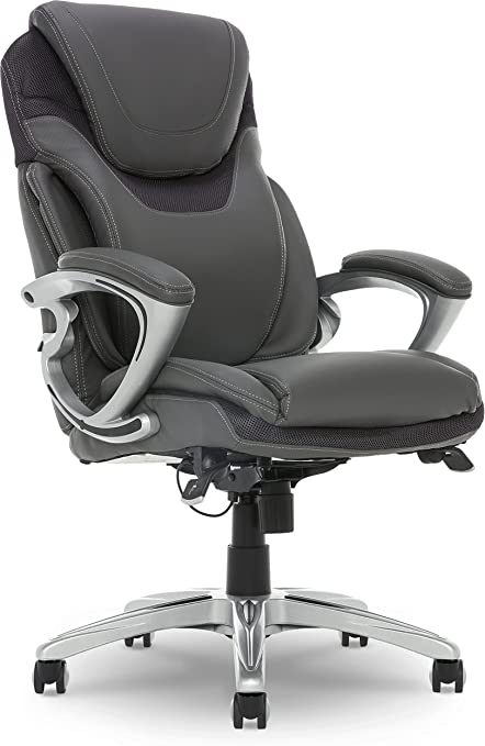 Photo 1 of ***PARTS ONLY*** Serta AIR Health and Wellness Executive Office Chair High Back Ergonomic for Lumbar Support Task Swivel, Bonded Leather, Light Gray
