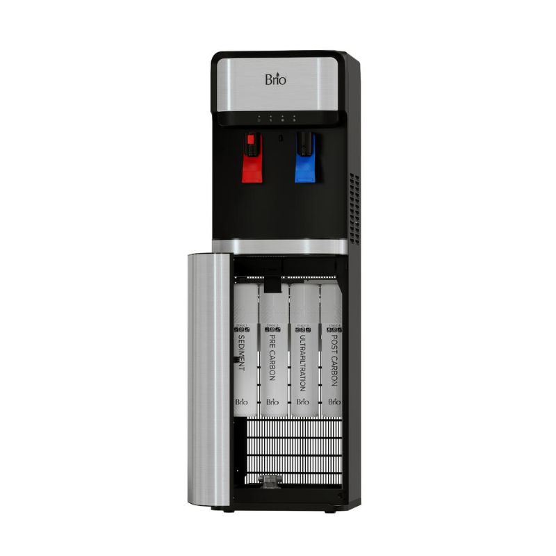 Photo 1 of Brio 300 Series Advanced Self Cleaning UV Bottleless POU 4 Stage Filtration Hot 176-198 Degrees and Cold 37-50 Degrees Ferenheight Water Cooler Dispen
