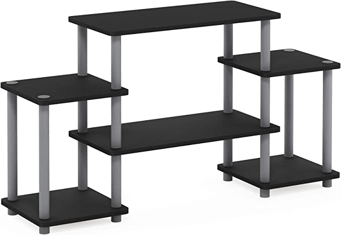 Photo 1 of **Missing Hardware**Furinno Turn-N-Tube No Tools Entertainment TV Stands, Black/Grey
