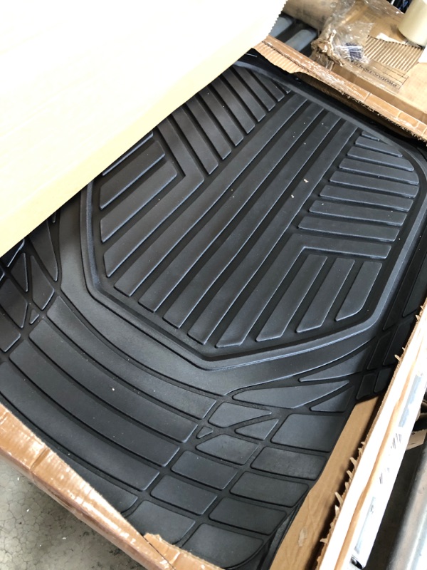 Photo 2 of Amazon Basics 4-Piece All-Weather Protection Heavy Duty Rubber Floor Mats Set with Cargo Liner for Cars, SUVs, and Trucks?Black,Universal Trim to Fit
