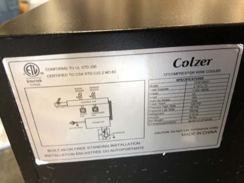 Photo 7 of Colzer Elegant 18-Bottle 12? Wine Cooler Review (YC-60 / CZW18SS1)
