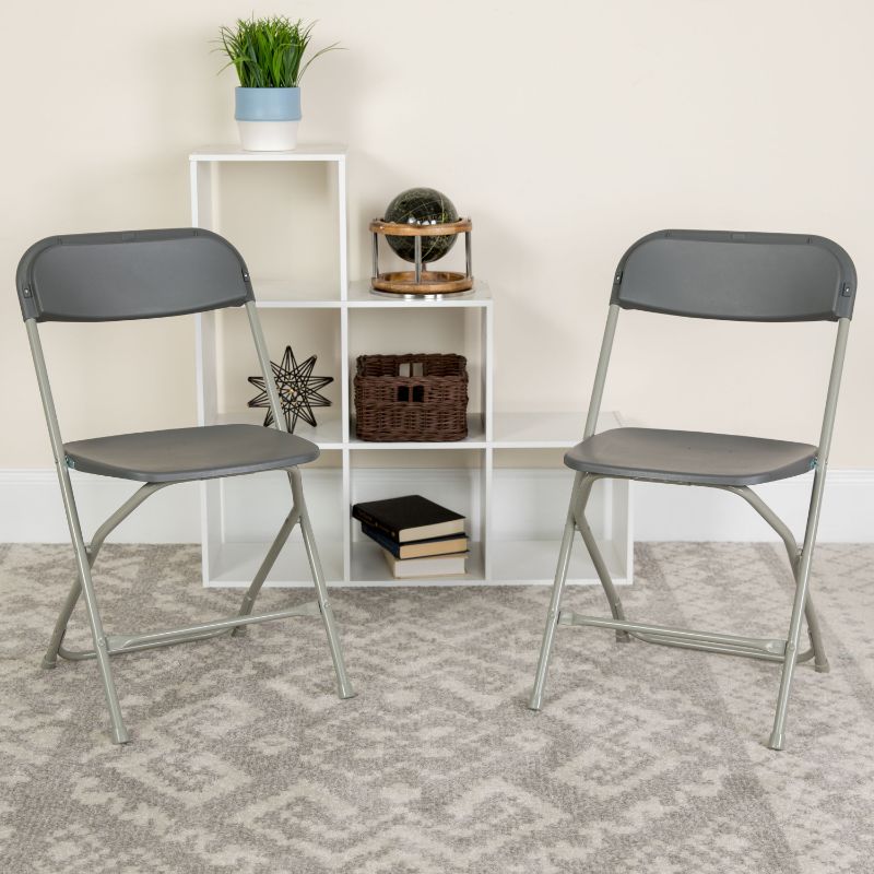 Photo 1 of 10PK-Flash Furniture Premium Plastic Folding Chair - Gray - Hercules Series
