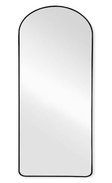 Photo 1 of 71 in. x 28 in. Modern Full Length Arch Mirror Metal Framed Decorative Mirror in Black
