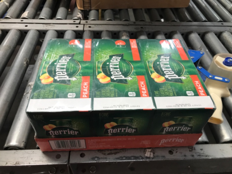 Photo 1 of *exp:4/19/2023* Perrier Carbonated Peach Mineral Water 24 - 11.15 Fl Oz Cans
