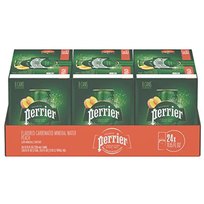 Photo 1 of *exp:4/19/2023* Perrier Carbonated Peach Mineral Water 24 - 11.15 Fl Oz Cans
