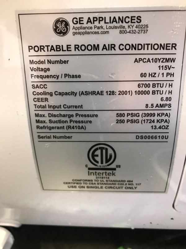 Photo 6 of ***PARTS ONLY*** GE 3-in-1 Portable Smart Home Air Conditioner