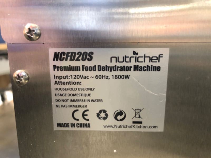 Photo 7 of NutriChef Electric Food Dehydrator Machine - 2000-Watt Premium Multi-Tier Meat Beef Jerky Maker Fruit/Vegetable Dryer w/ 20 Shelf Stainless Steel Trays, Digital Timer, Temperature Control - NCFD20S
