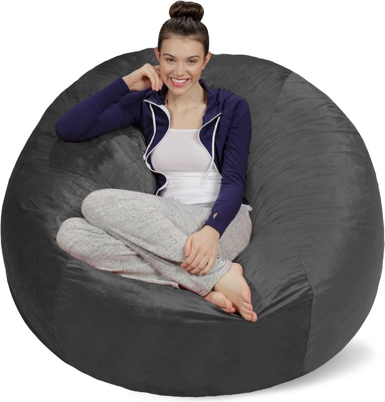 Photo 1 of  Bean Bag Chair Cover Stuffed Foam Filled Furniture and Accessories for Dorm Room, MEDIUM, Microsuede Charcoal